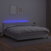 Cama box spring colchón y LED cuero sintético blanco 160x200 cm