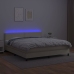 Cama box spring colchón y LED cuero sintético crema 160x200 cm