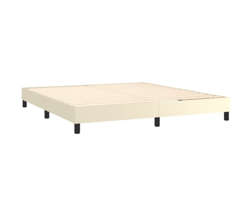 Cama box spring colchón y LED cuero sintético crema 160x200 cm