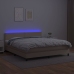 Cama box spring colchón LED cuero sintético capuchino 160x200cm