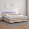 Cama box spring colchón LED cuero sintético capuchino 160x200cm