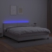 Cama box spring colchón y LED cuero sintético blanco 180x200 cm