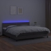 Cama box spring colchón y LED cuero sintético gris 200x200 cm