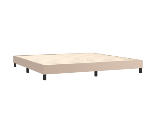 Cama box spring colchón LED cuero sintético capuchino 200x200cm