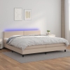 Cama box spring colchón LED cuero sintético capuchino 200x200cm