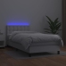 Cama box spring y colchón LED cuero sintético blanco 80x200 cm