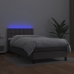 Cama box spring y colchón LED cuero sintético gris 80x200 cm