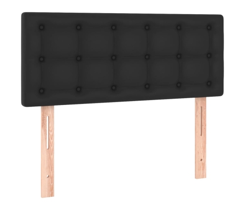 Cama box spring y colchón LED cuero sintético negro 90x200 cm