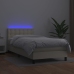 Cama box spring y colchón LED cuero sintético crema 90x200 cm