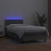 Cama box spring colchón y LED cuero sintético gris 100x200 cm