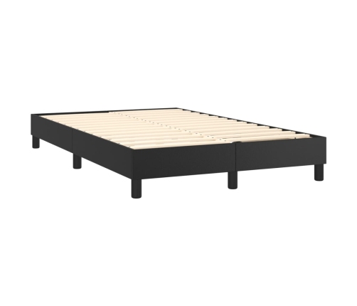 Cama box spring colchón y LED cuero sintético negro 120x200 cm