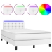 vidaXL Cama box spring colchón y LED cuero sintético blanco 120x200 cm