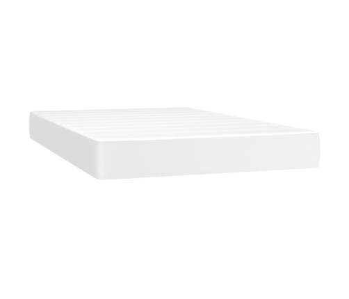 vidaXL Cama box spring colchón y LED cuero sintético blanco 120x200 cm