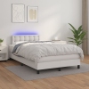 vidaXL Cama box spring colchón y LED cuero sintético blanco 120x200 cm