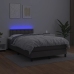 Cama box spring colchón y LED cuero sintético gris 120x200 cm