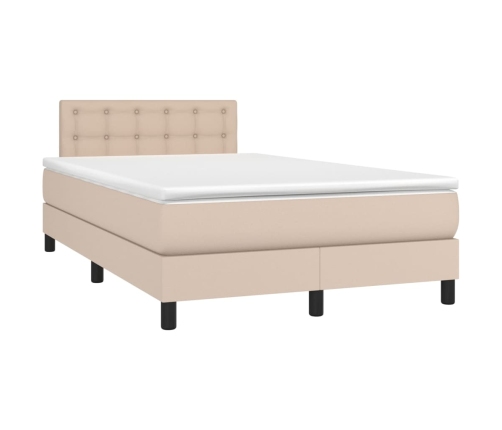 Cama box spring colchón LED cuero sintético capuchino 120x200cm