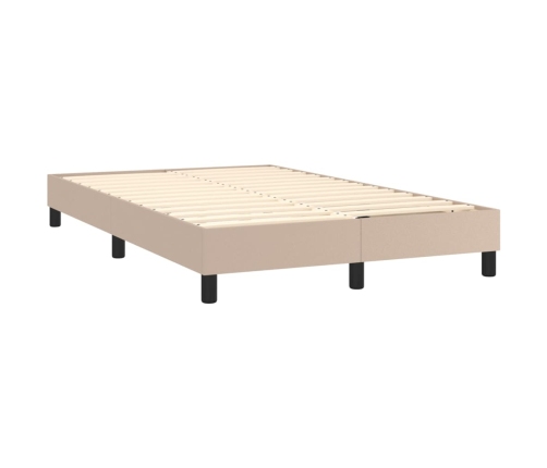 Cama box spring colchón LED cuero sintético capuchino 120x200cm