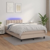 Cama box spring colchón LED cuero sintético capuchino 120x200cm