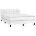 Cama box spring colchón y LED cuero sintético blanco 140x190 cm