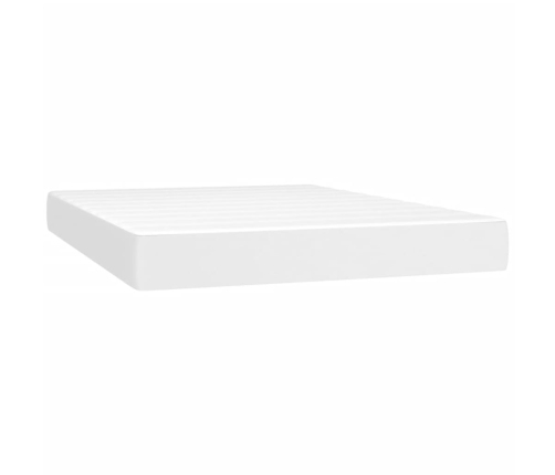 Cama box spring colchón y LED cuero sintético blanco 140x190 cm