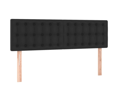 Cama box spring colchón y LED cuero sintético negro 140x200 cm