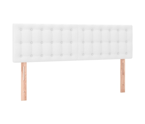 Cama box spring colchón y LED cuero sintético blanco 140x200 cm