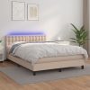 Cama box spring colchón LED cuero sintético capuchino 140x200cm