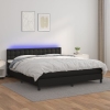 Cama box spring colchón y LED cuero sintético negro 160x200 cm