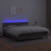 Cama box spring colchón y LED cuero sintético gris 160x200 cm