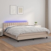 Cama box spring colchón LED cuero sintético capuchino 160x200cm