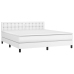 Cama box spring colchón y LED cuero sintético blanco 180x200 cm