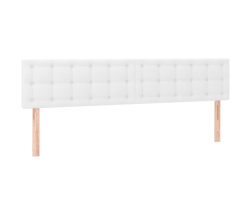 Cama box spring colchón y LED cuero sintético blanco 180x200 cm