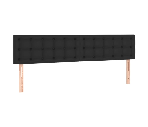 Cama box spring colchón y LED cuero sintético negro 200x200 cm