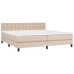 Cama box spring colchón LED cuero sintético capuchino 200x200cm