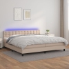 Cama box spring colchón LED cuero sintético capuchino 200x200cm