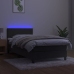 Cama box spring colchón y LED terciopelo gris oscuro 80x200 cm