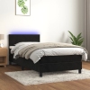 Cama box spring colchón y LED terciopelo negro 80x200 cm