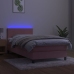 Cama box spring colchón y LED terciopelo rosa 90x190 cm