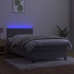 Cama box spring colchón y LED terciopelo gris claro 100x200 cm