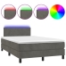 Cama box spring colchón y LED terciopelo gris oscuro 120x200 cm