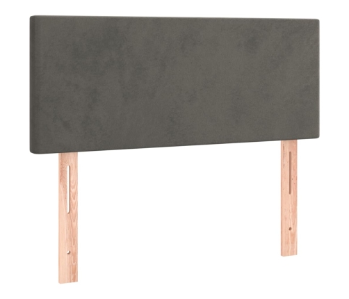 Cama box spring colchón y LED terciopelo gris oscuro 120x200 cm