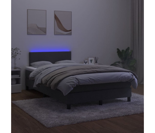 Cama box spring colchón y LED terciopelo negro 120x200 cm