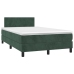 Cama box spring colchón y LED terciopelo verde oscuro 120x200cm