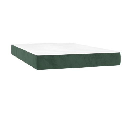 Cama box spring colchón y LED terciopelo verde oscuro 120x200cm