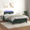 Cama box spring colchón y LED terciopelo verde oscuro 120x200cm