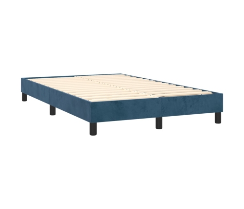 Cama box spring colchón y LED terciopelo azul oscuro 120x200 cm