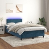 Cama box spring colchón y LED terciopelo azul oscuro 120x200 cm