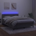 Cama box spring colchón y LED terciopelo gris claro 140x190 cm