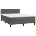 Cama box spring colchón y LED terciopelo gris oscuro 140x190 cm