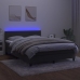 Cama box spring colchón y LED terciopelo gris oscuro 140x190 cm